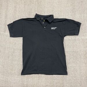 Vintage 007 James Bond Polo Shirt mens Medium Black 2000s y2k Movie MGM